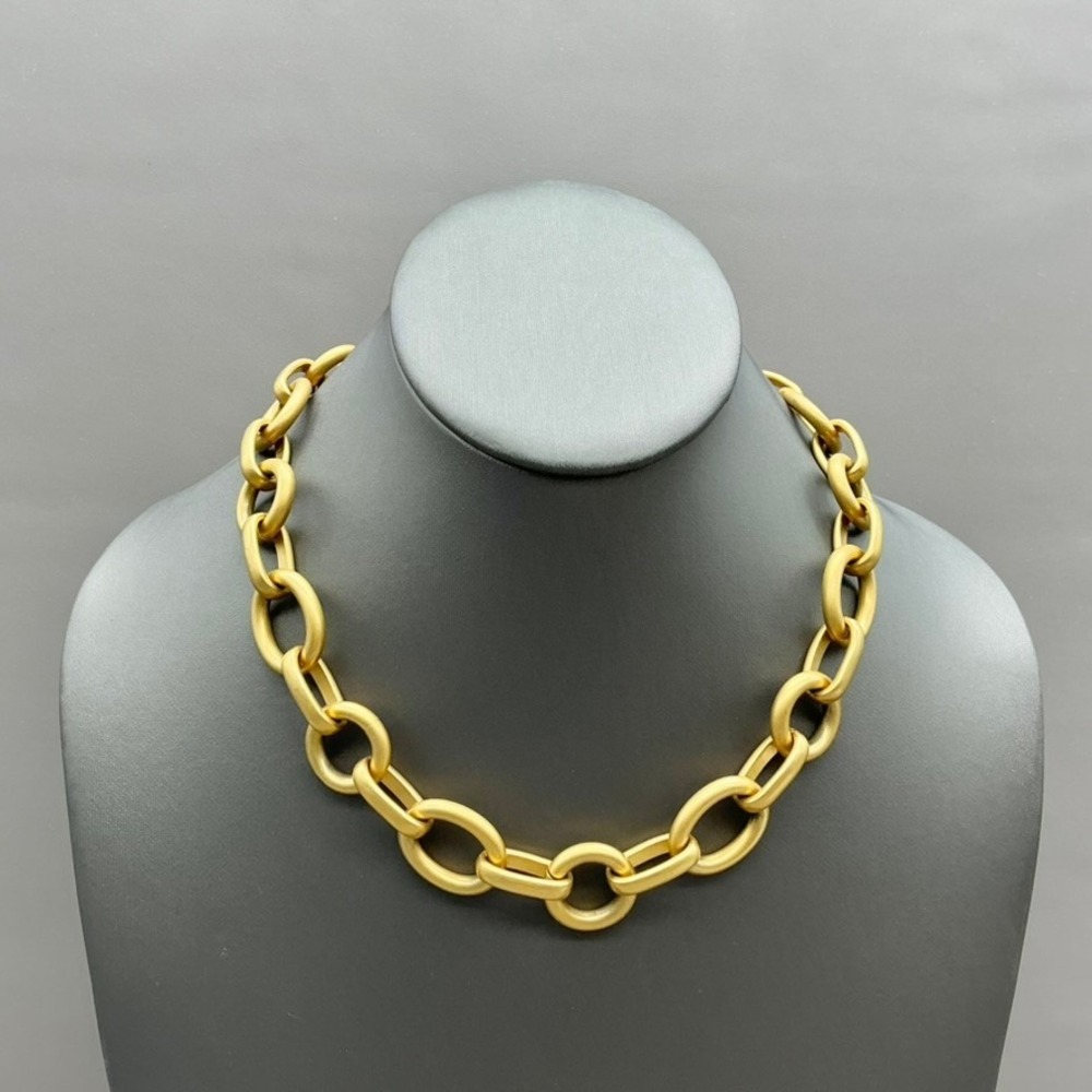 Spartina 449 Necklace Matte Gold Tone Chunky Oval Link Chain Statement 17"